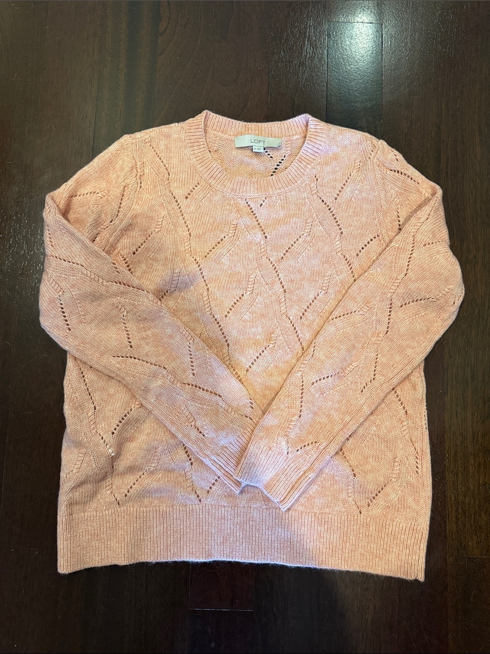LOFT Crewneck Pointelle Knit Sweater - Dusty Rose